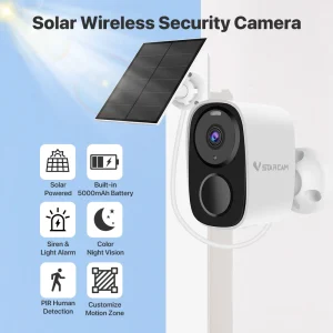 Wireless Outdoor 2K Solar Security Cameras.